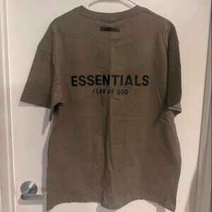 Fear Of God Essentials Back Logo T-Shirt — Size L (Taupe)
